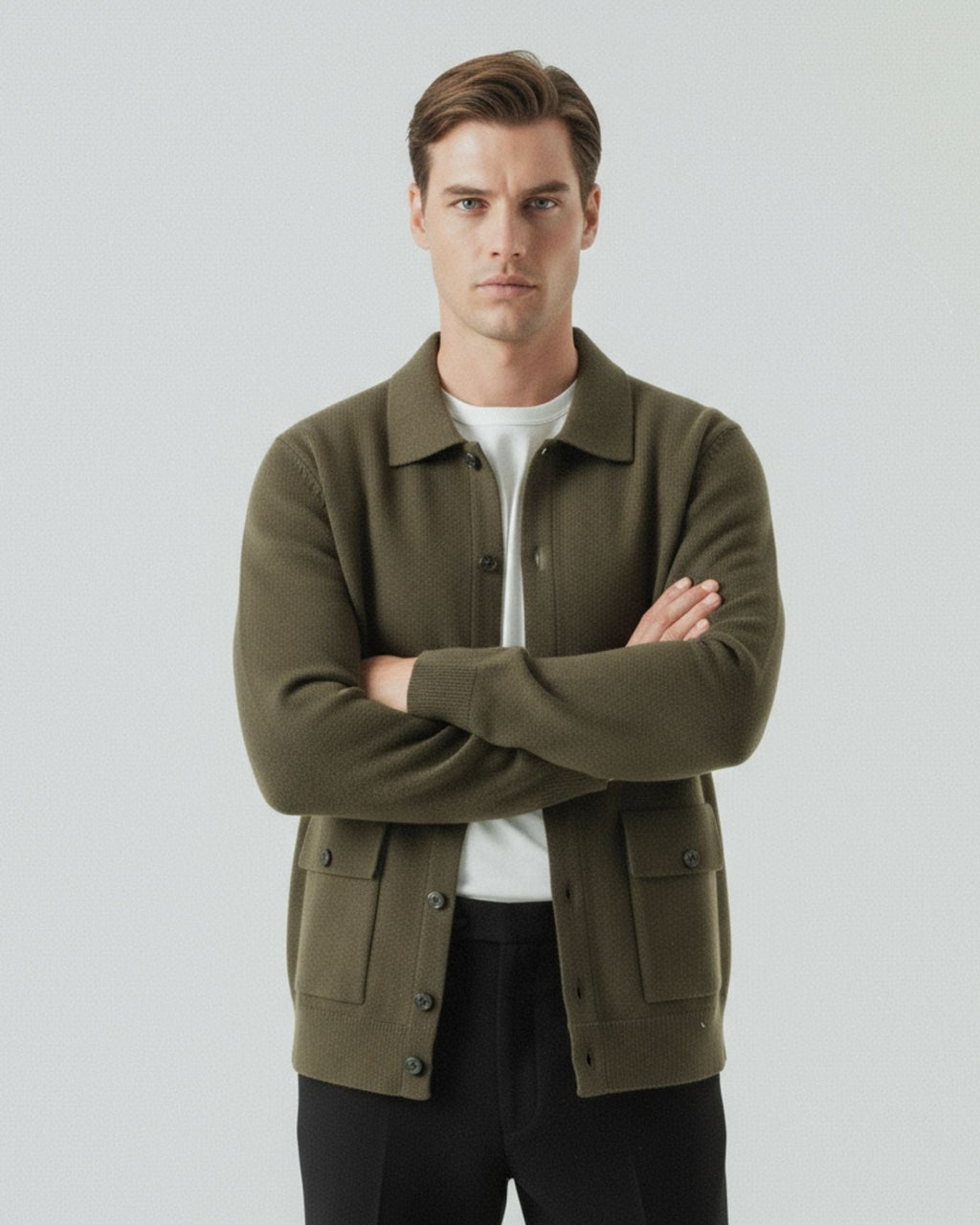 Retro Cardigan Jacket Cashmere & Wool Blend