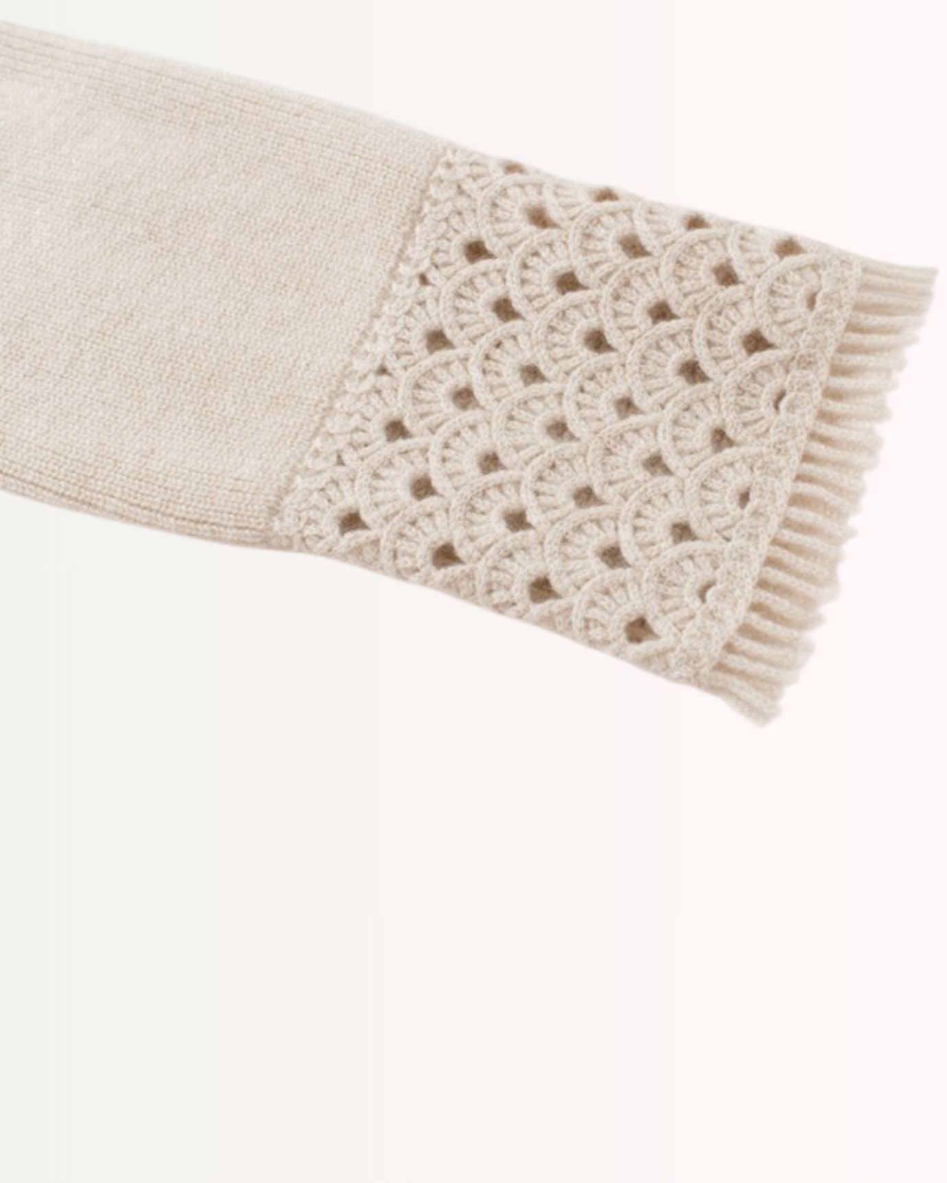 Dina Cashmere Crochet Polo Neck Thickened Cardigan