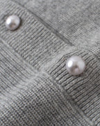 Dina Cashmere Crochet Polo Neck Thickened Cardigan